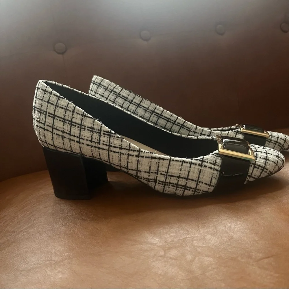 Easy Spirit Cheryl Dress Pumps Black Ivory Neutral Leather Office Formal Sz 10M - Picture 4 of 15